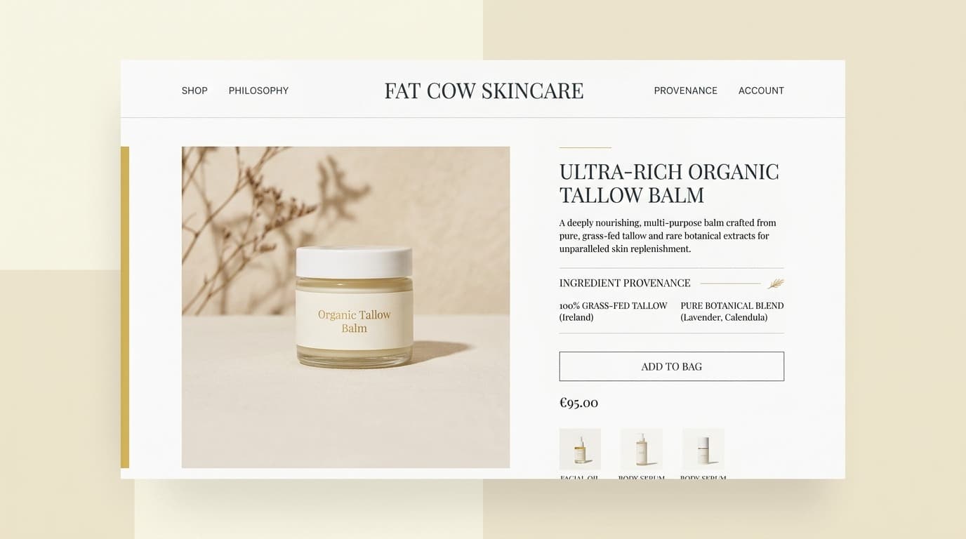 Fat Cow Skincare - D2C Beauty E-Commerce Website case study visual