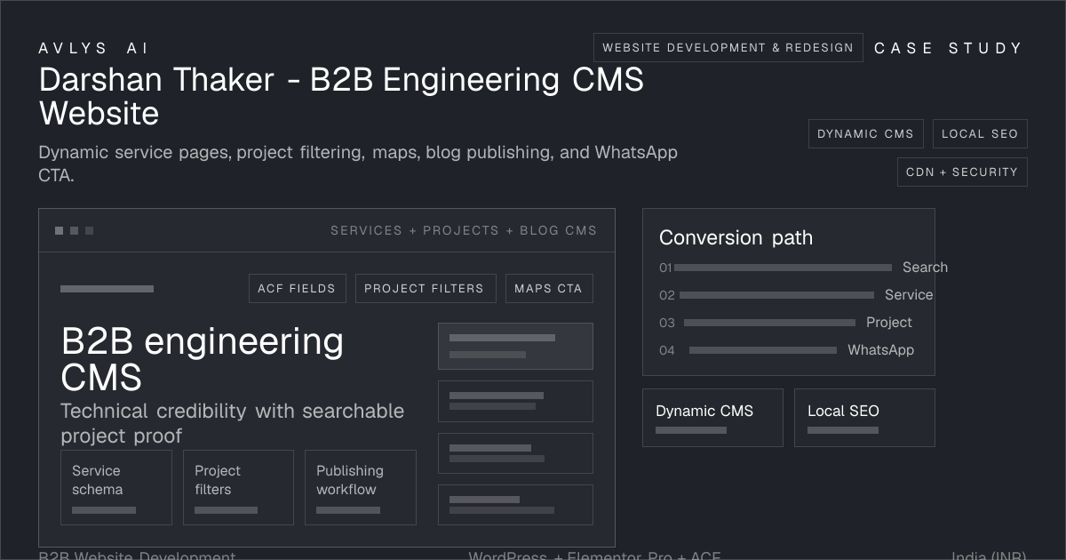 Darshan Thaker - B2B Engineering CMS Website case study visual