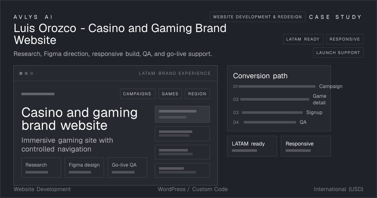 Luis Orozco - Casino and Gaming Brand Website system view case study visual