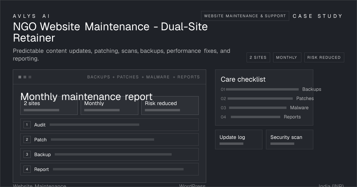 NGO Website Maintenance - Dual-Site Retainer case study visual